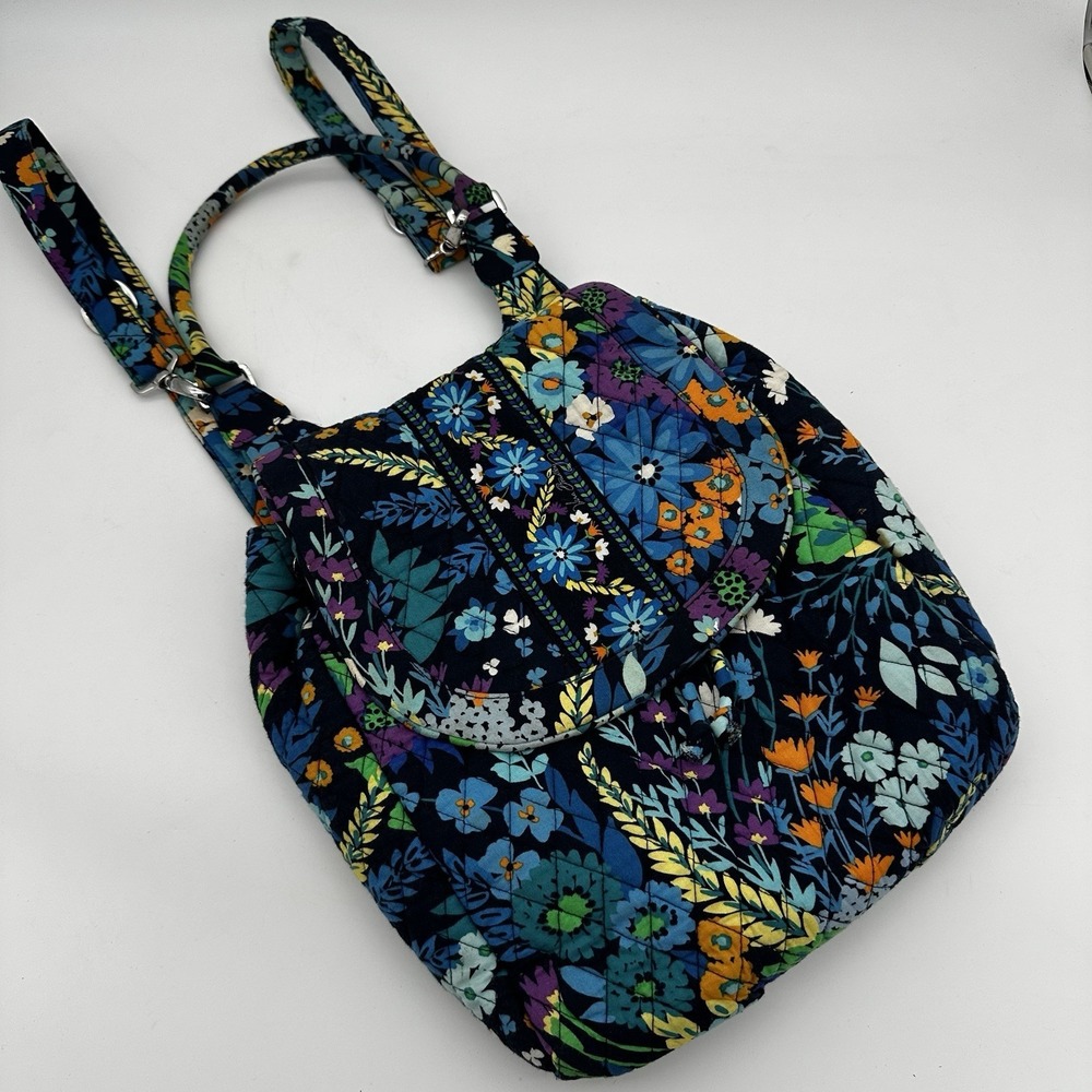 EUC - Vera Bradley convertible backpack to purse  midnight blues pattern 12"x13"